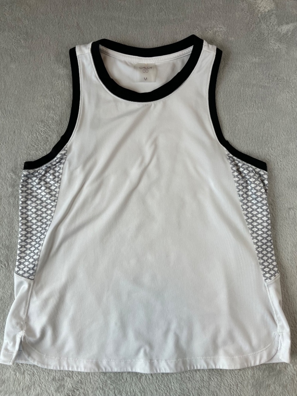 CALIA White Athletic Tank Top Black Trip sz M Sports Activewear Gym Workout